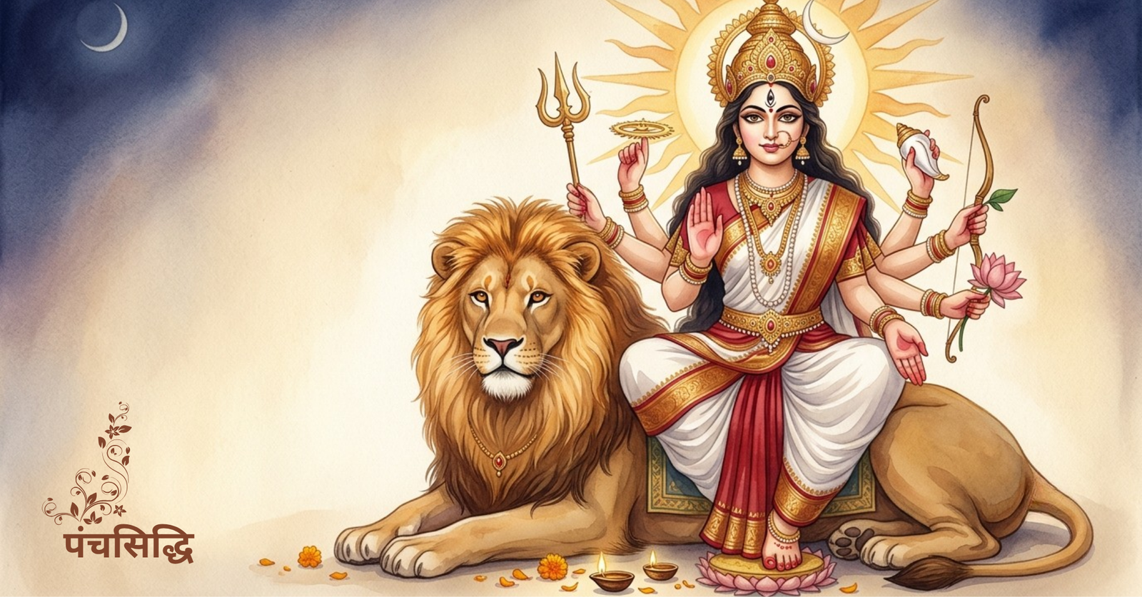 Navratri sadhana: Maa Durga seated on her lion, blessing devotees with abhaya mudra